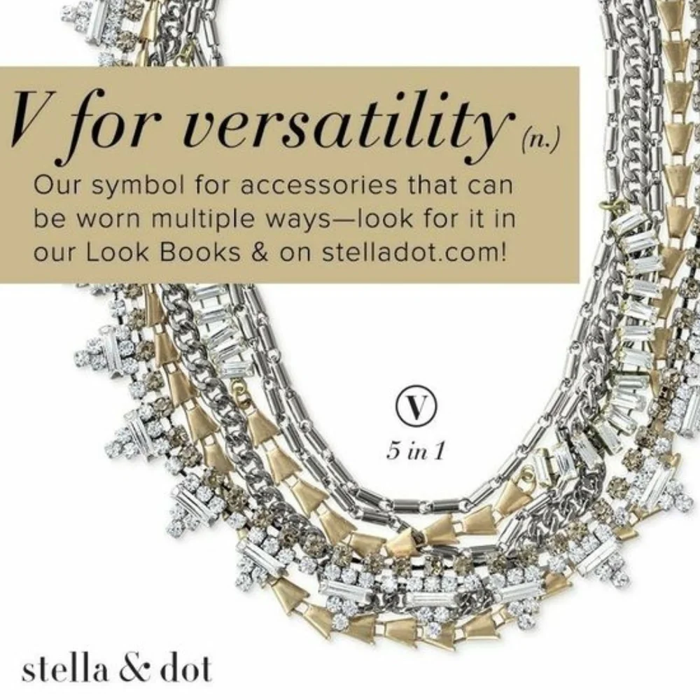 Stella & Dot | 5-in-1 Silver+Gold+Rhinestone MixedMetal NEW Statement Ne… - Picture 4 of 10